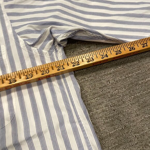 Valentino Uomo Shirt Mens 15.5 34 35 Blue White Stripe Dress Casual Button Up - Picture 6 of 10